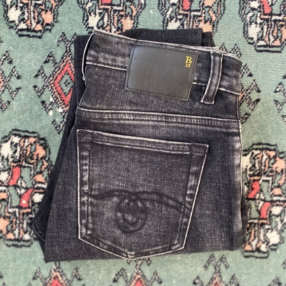 R13 high rise skinny jeans in Morrison Black - Picture 5 of 13